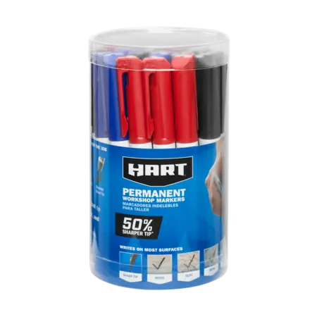 HART Sharp Tip Permanent Markers, 24-Pack, Black, Red and Blue