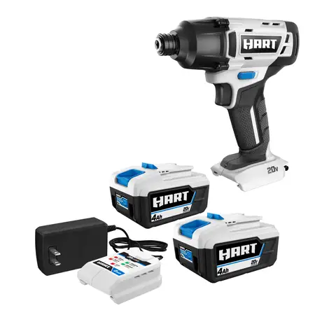 20V 2-Pack 4Ah Battery and Charger Starter Kit with Impact Driver Bundle