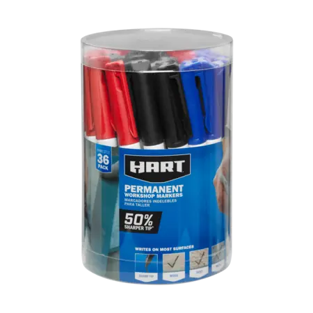 36 PK. Sharp Tip Markers, Black, Red, Blue