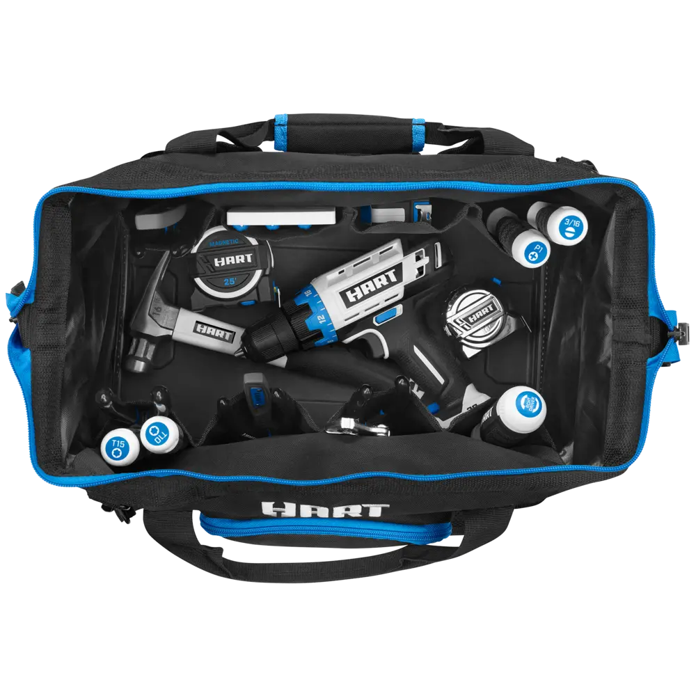 HART 14-inch Hard Bottom Black Tool Bag Waterproof Base 17 Pockets Zip up for sale online 