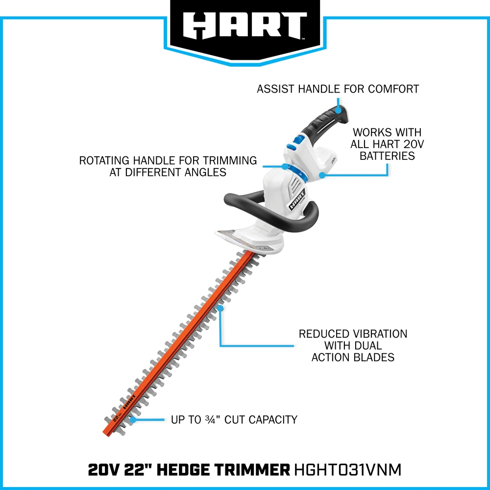 20V 22" Rotating Handle Hedge Trimmer Kit