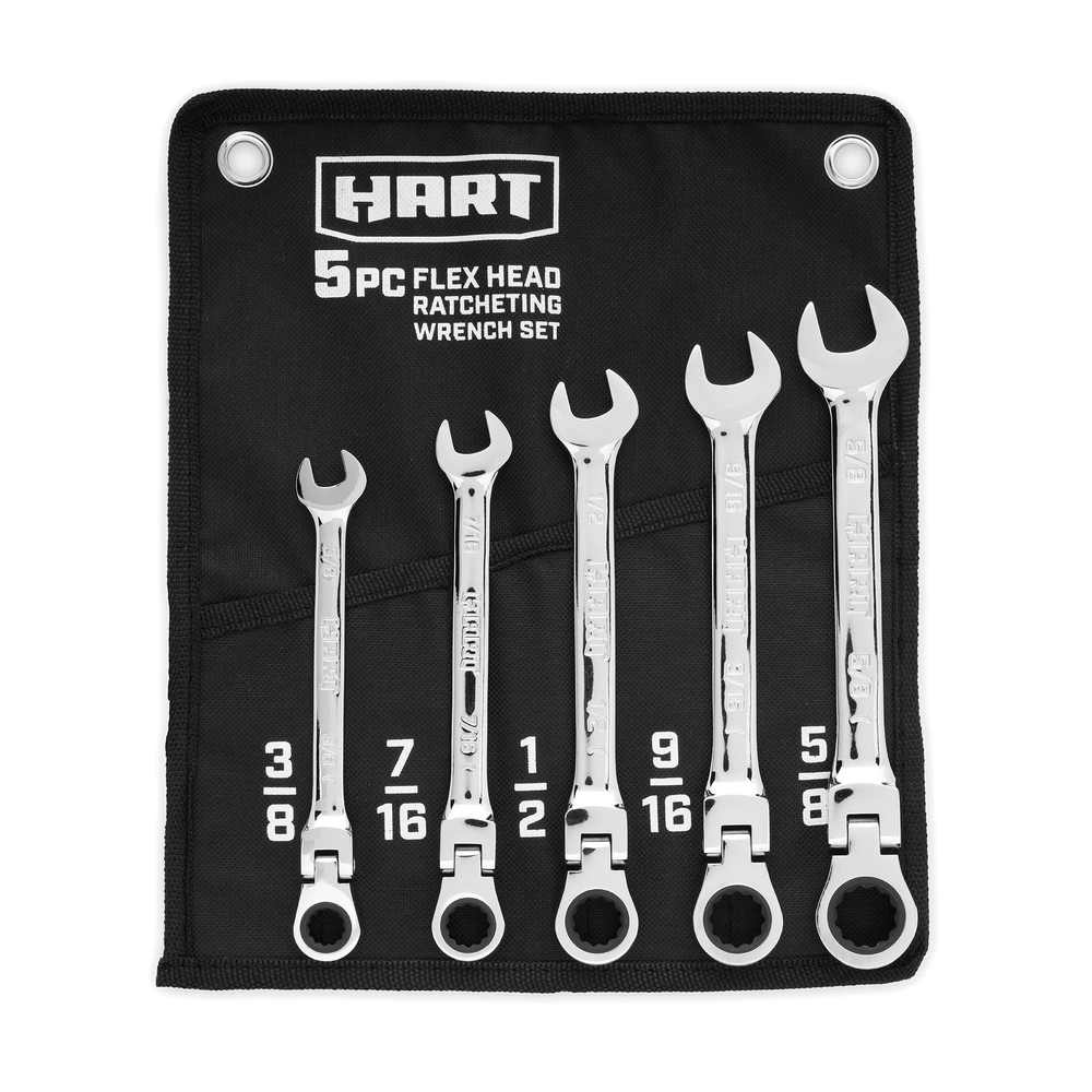 5 PC SAE Flex Head Ratcheting Wrench Setbanner image