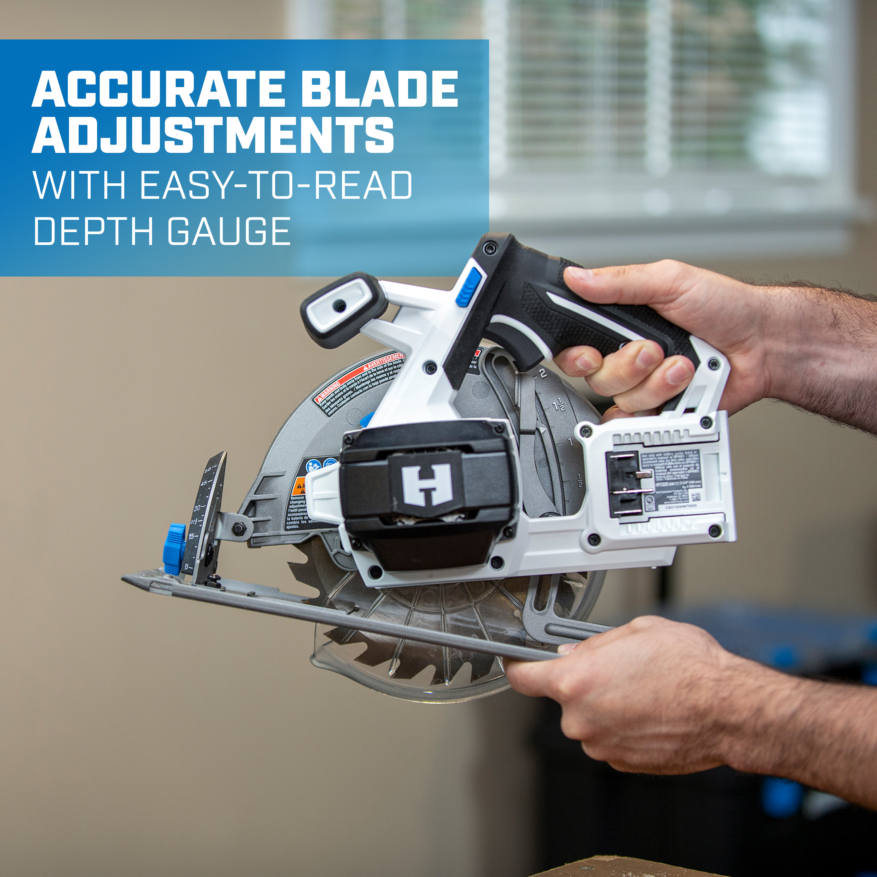 accurate blade adjustments with easy to read depth gauge