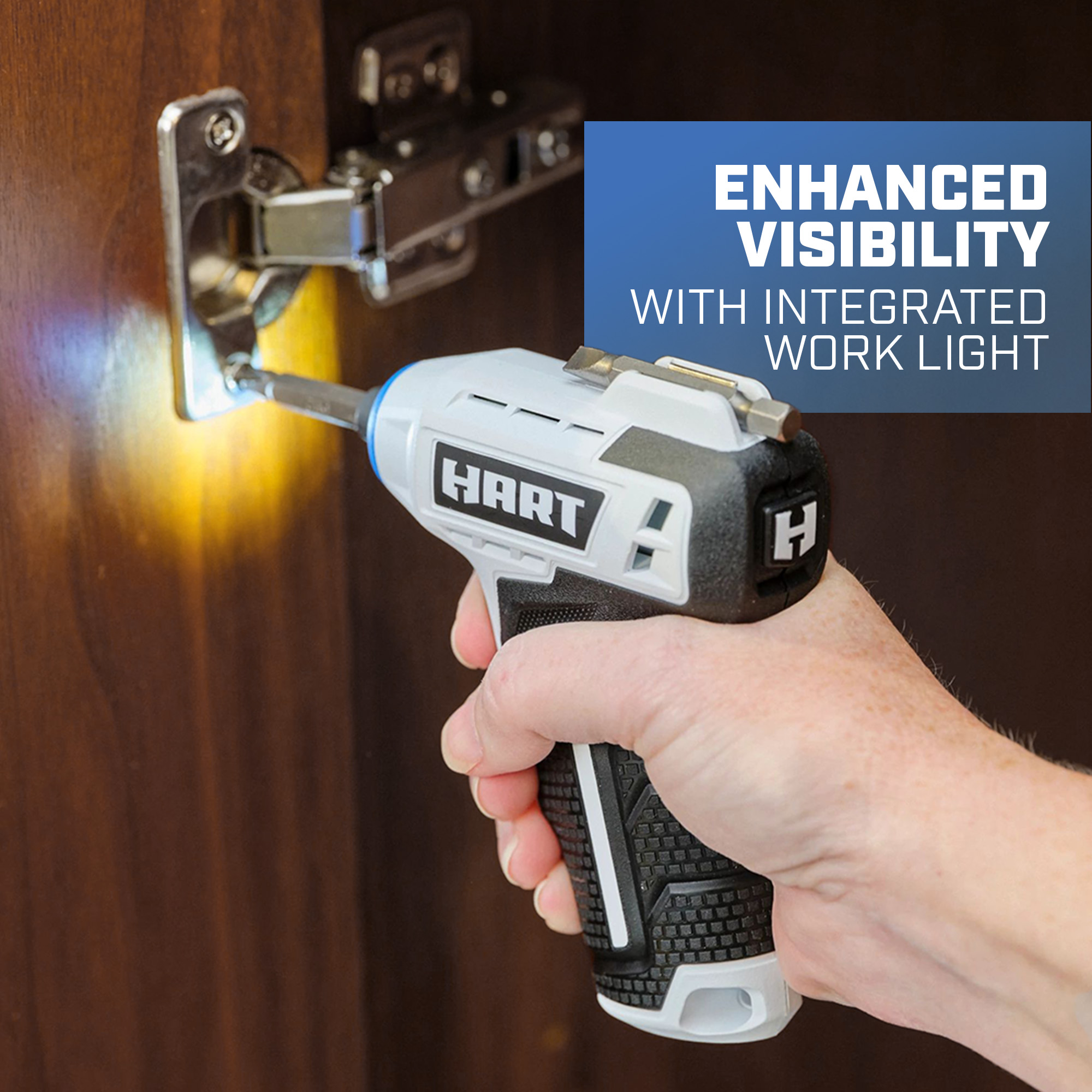 enhanced visibility with integrated work light