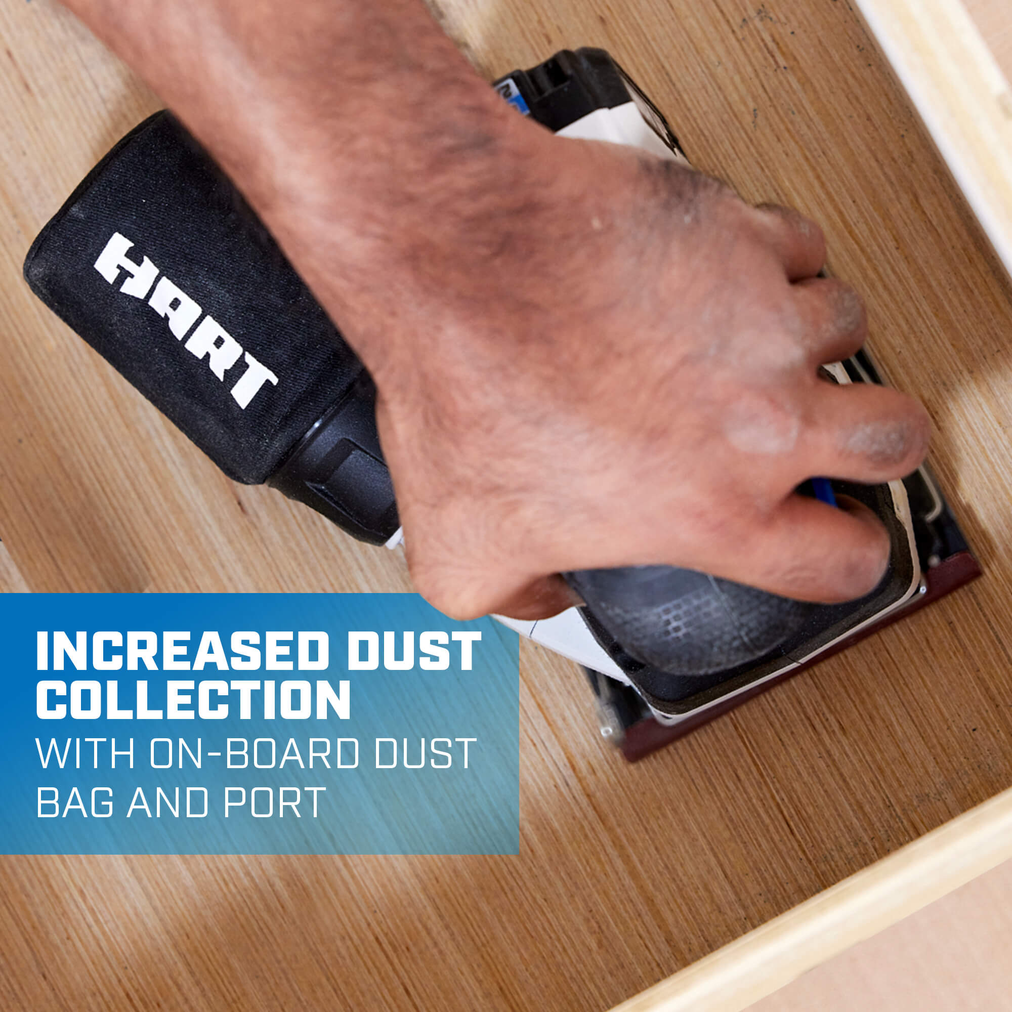 increased dust collection with onboard dust bag and port