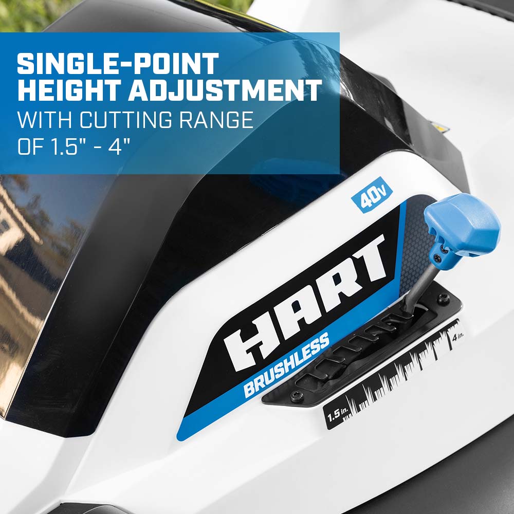 single point height adjustment with cutting range 1.5"-4"