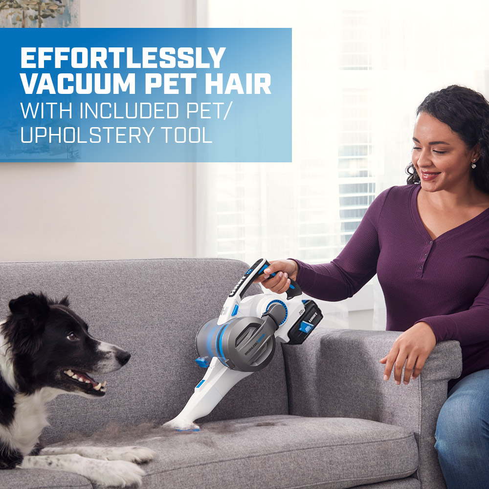 Effortlessly vacuum pet hair with included pet/upholstery tool