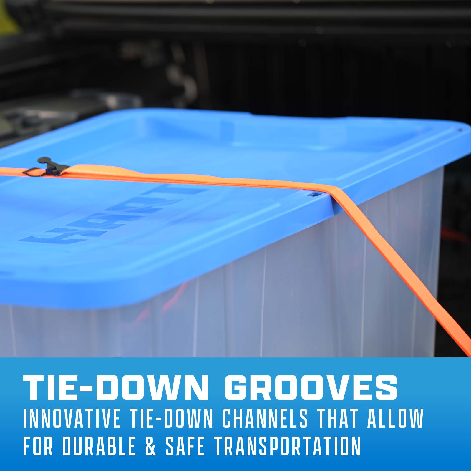 Tie down grooves that allow for durable & safe transportation