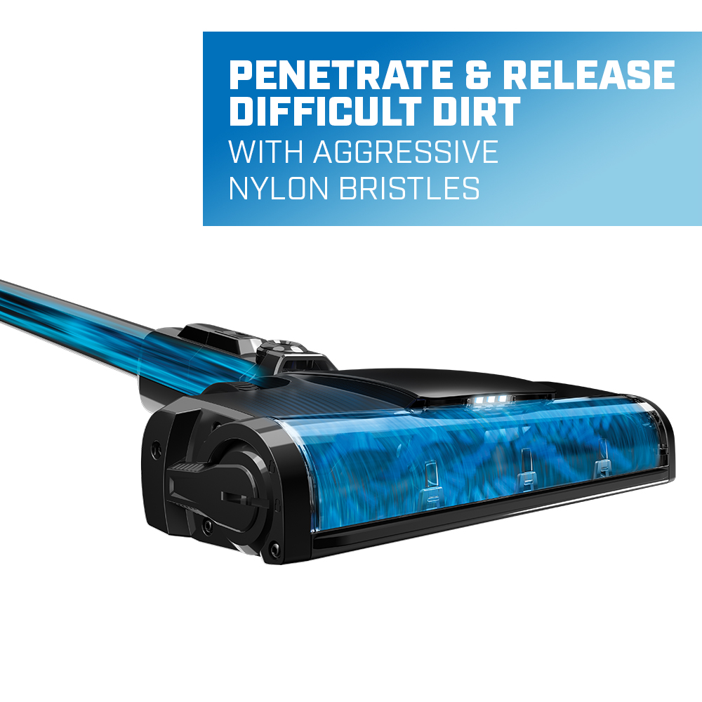penetrate and release difficult dirt with aggressive nylon bristles 