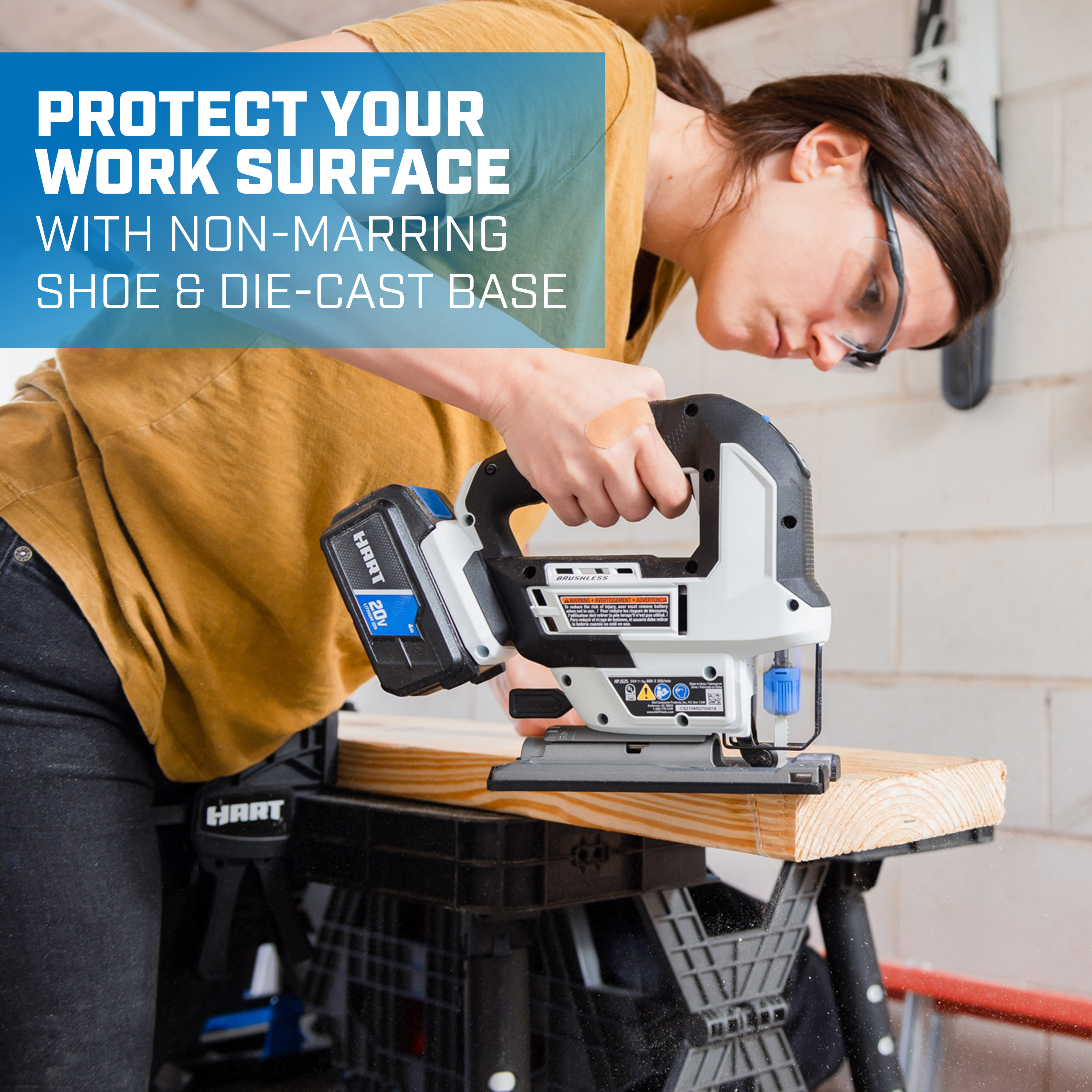 Proteja su superficie de trabajo con una zapata resistente y una base de fundición.