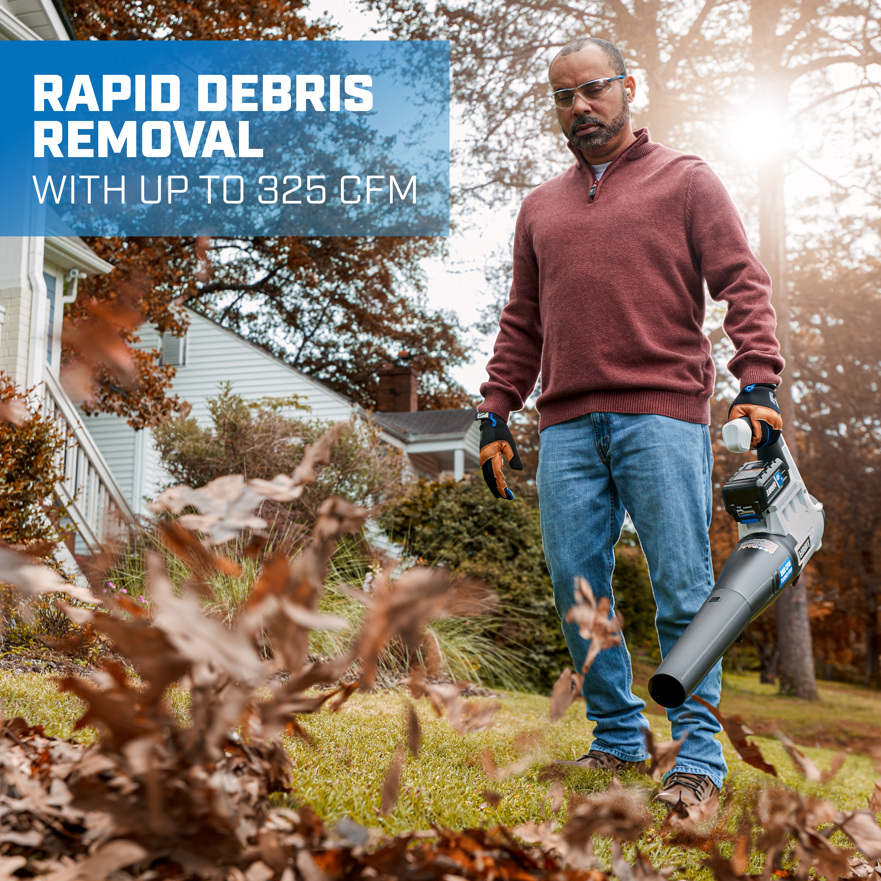 Rapid debris removal with up to 325 CFM
