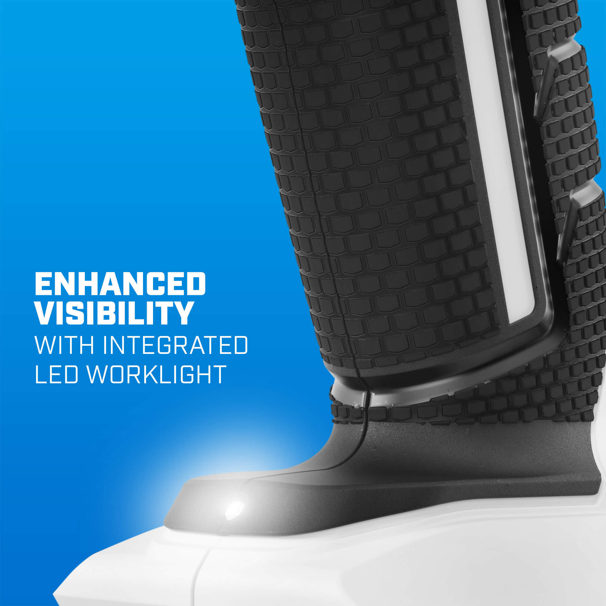 enhanced visibility with integrated LED worklight