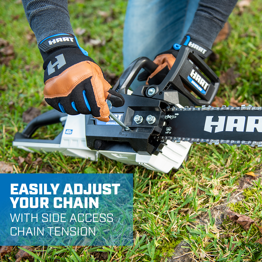 Easily adjust your chain with side access chain tension 