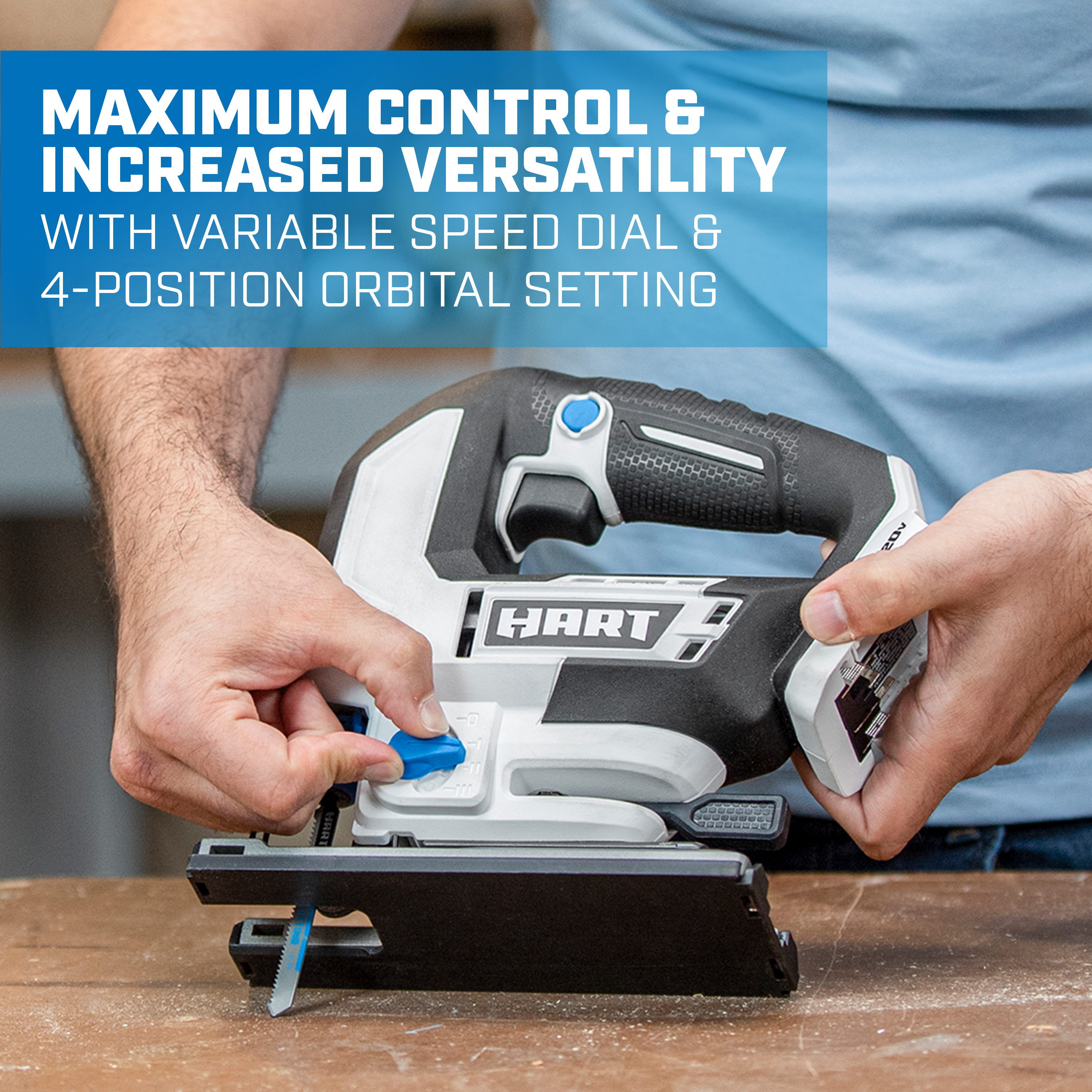 maximum controls and increased versatility with variable speed dial and 4-position orbital setting