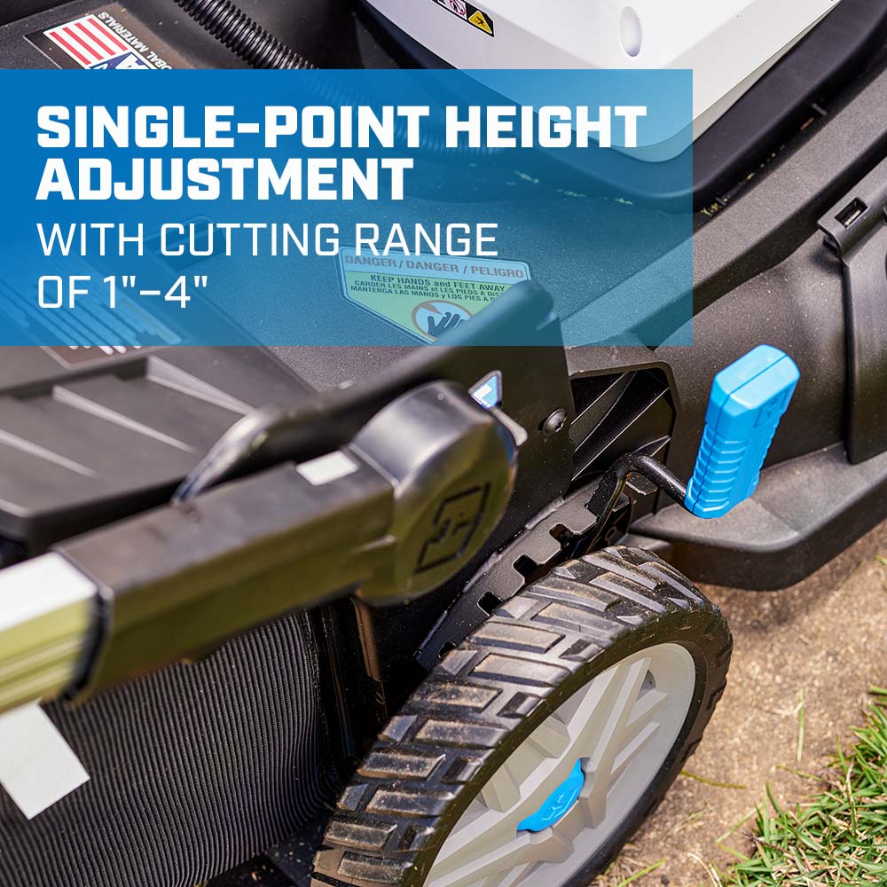 single point height adjustment with cutting range of 1"-4" 