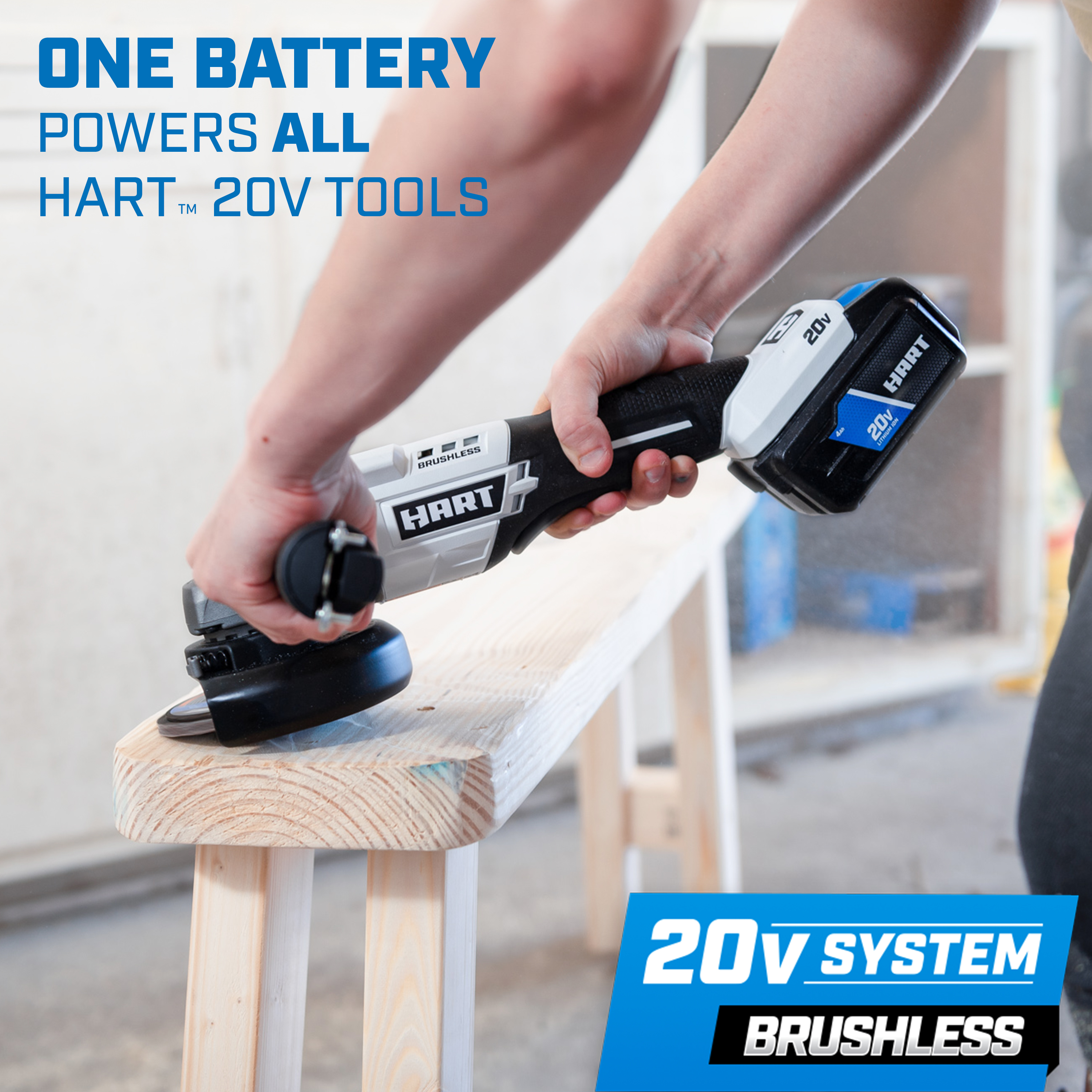 one battery powers all hart 20v tools