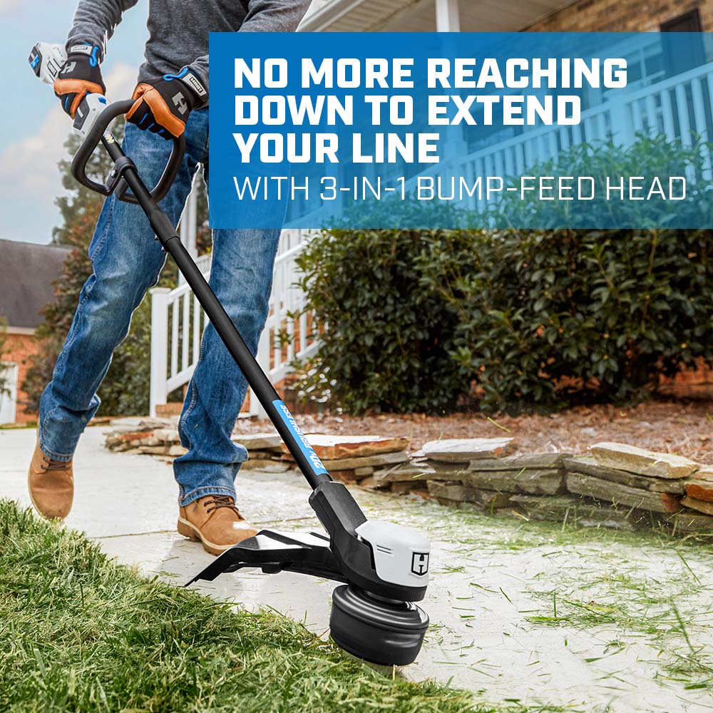 No more reaching down to extend your line with 3-in-1 Bump-Feed Head