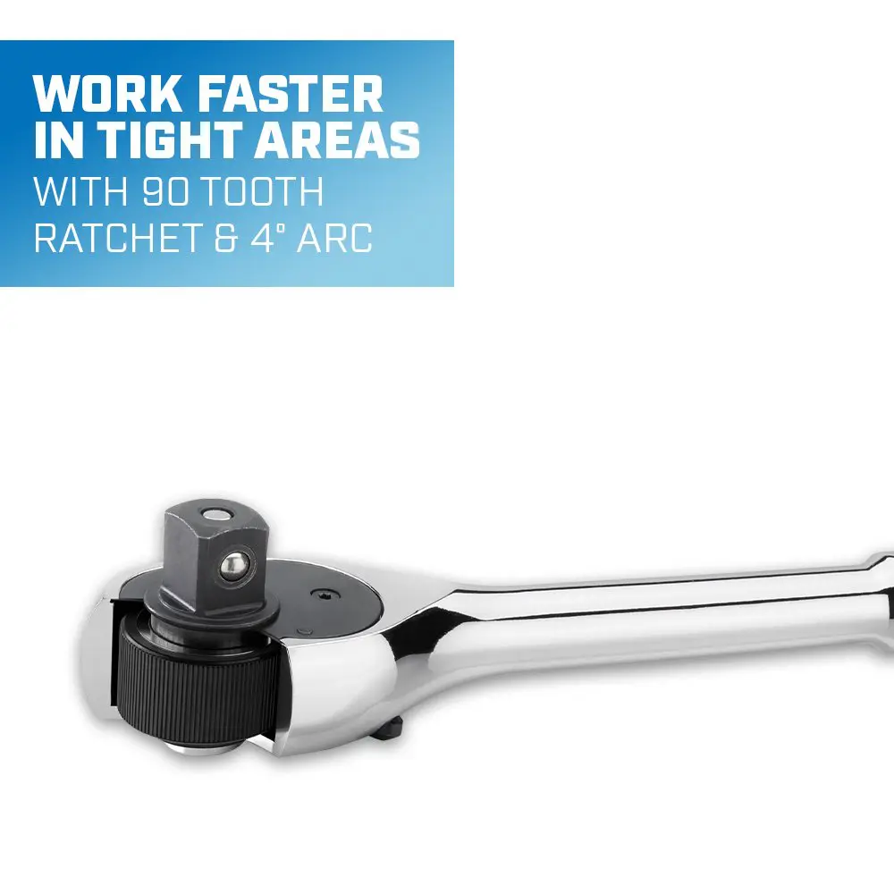 work faster in tight areas with 90 tooth ratchet and 4 arc