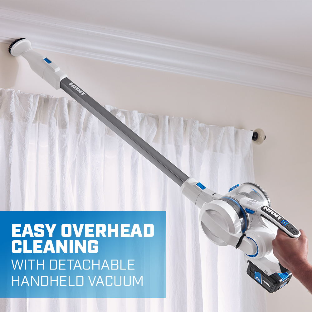 easy overhead cleaning with detachable handheld vacuum