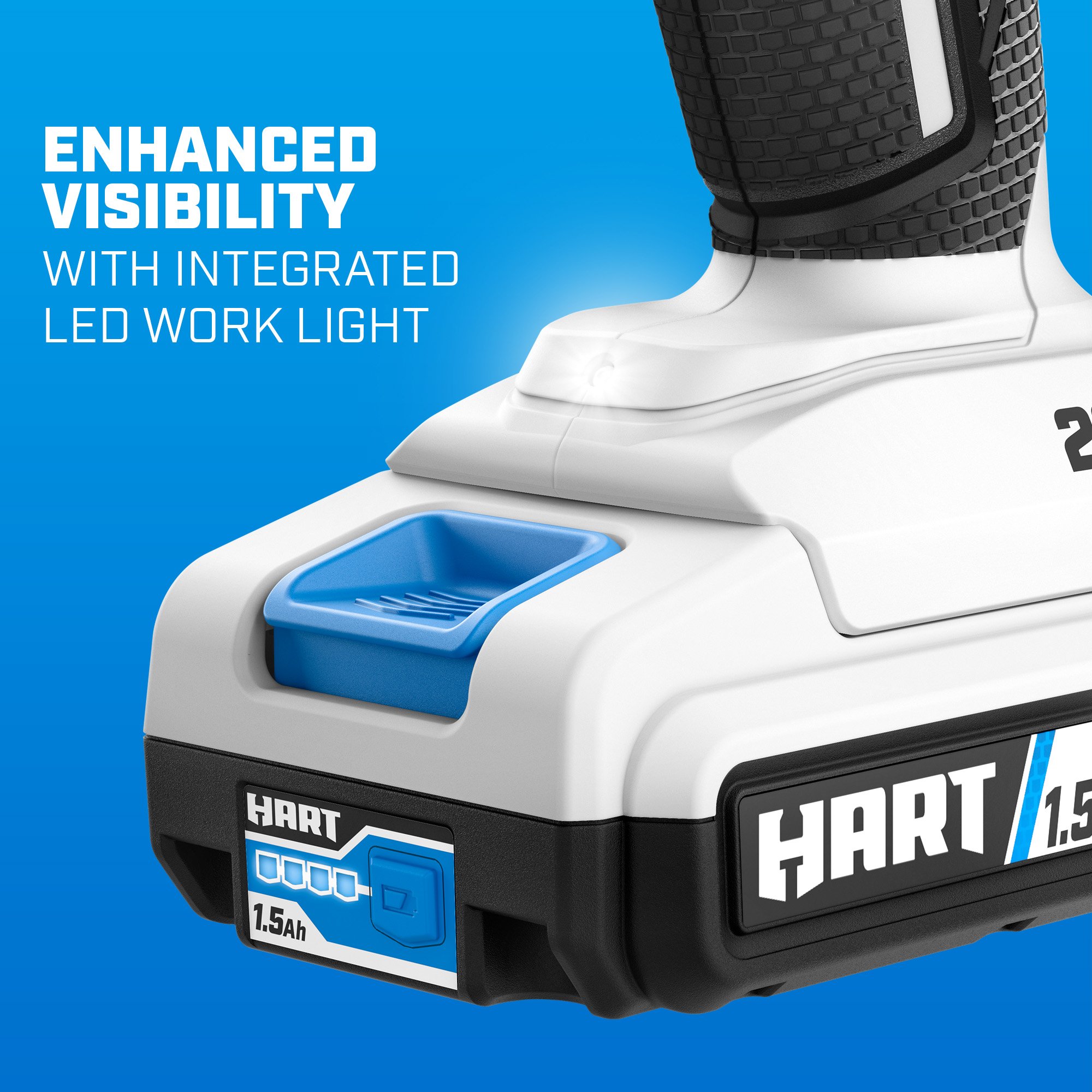 enhanced visibility with integrated LED work light
