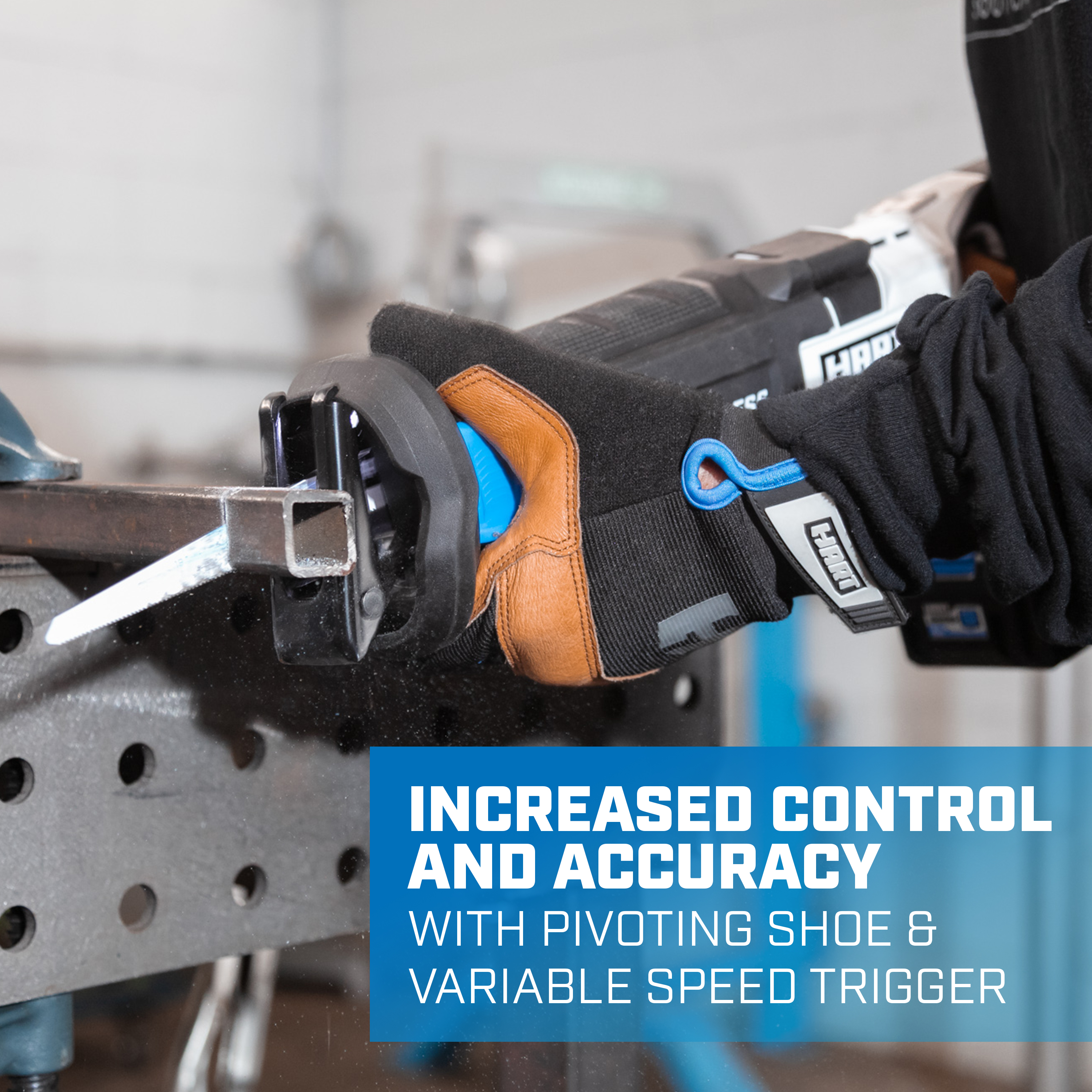 increased control and accuracy with pivoting shoe and variable speed trigger