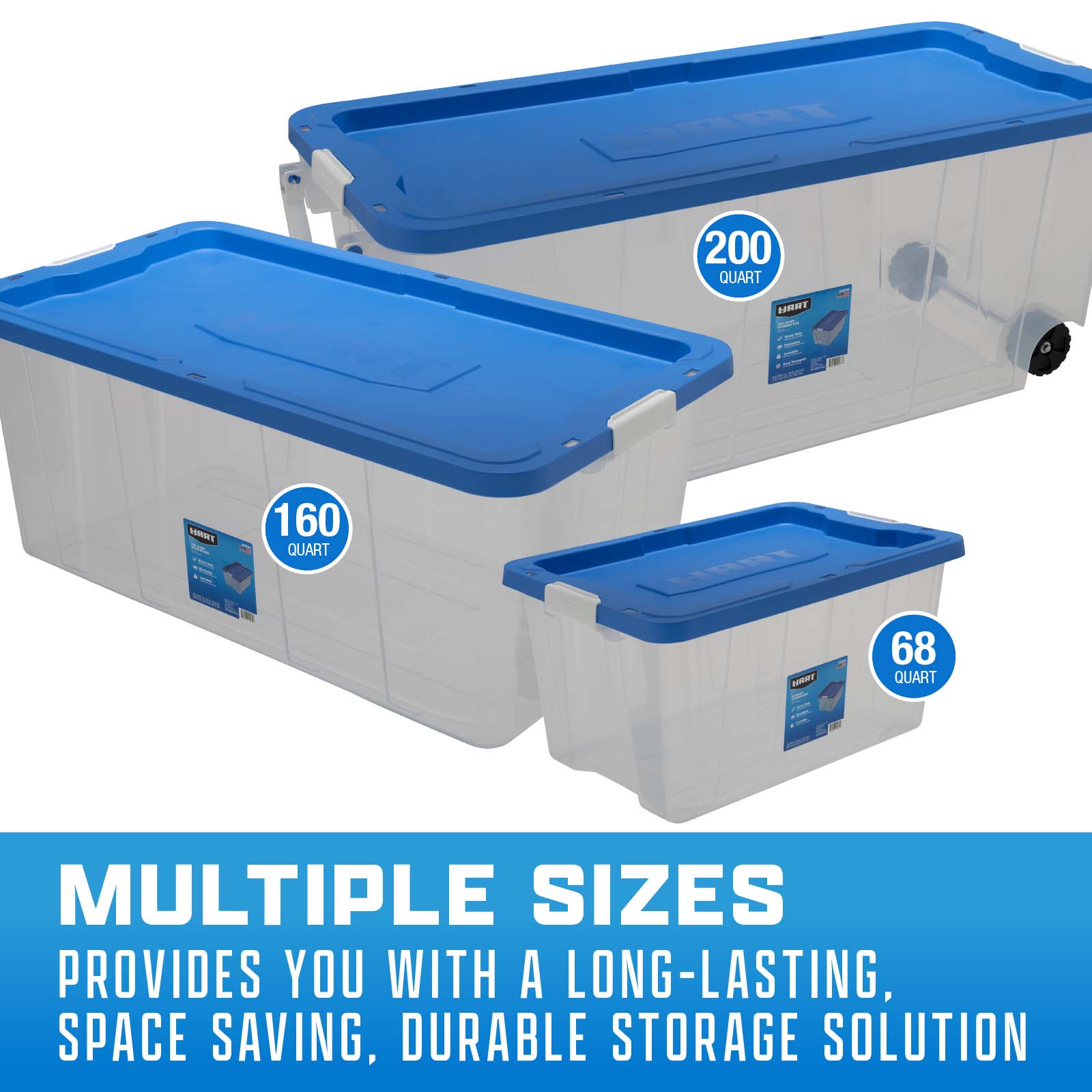 Multiple sizes provides you with a long lasting, space saving, durable storage solution