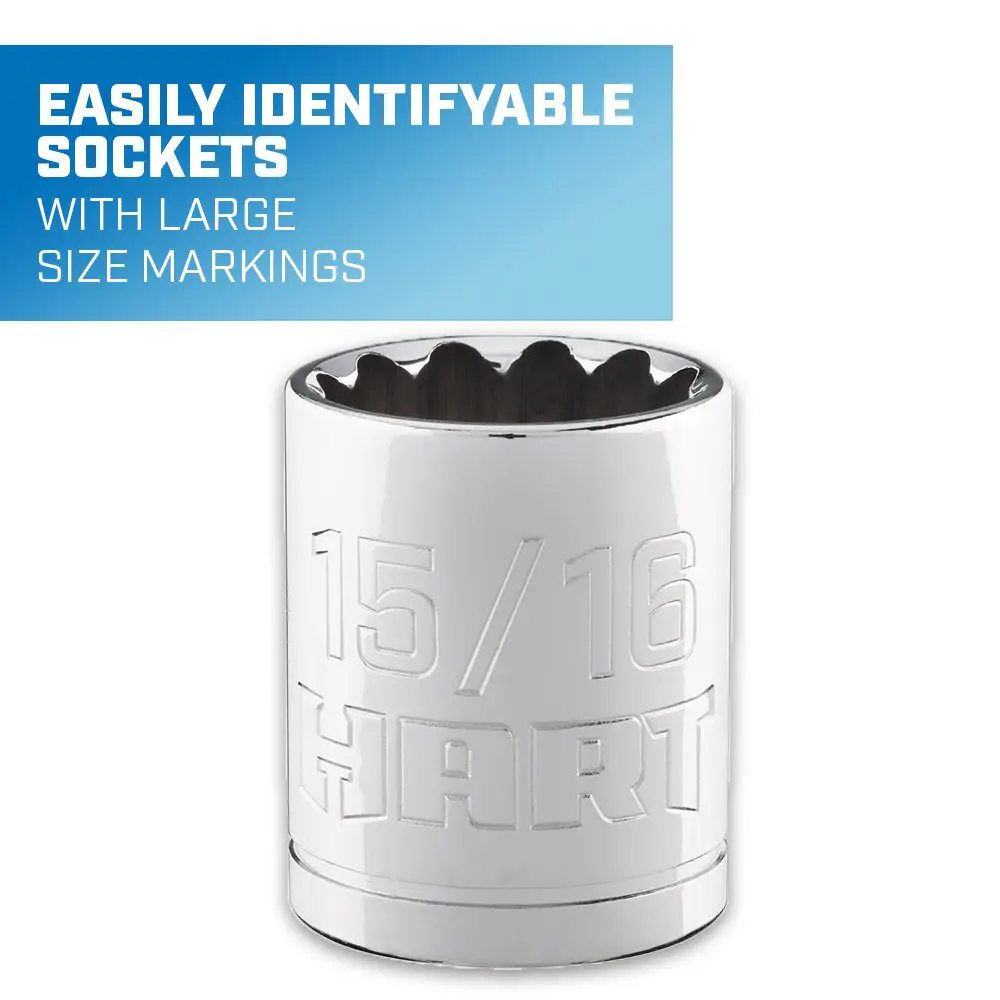 easily identifiable sockets with large size markings
