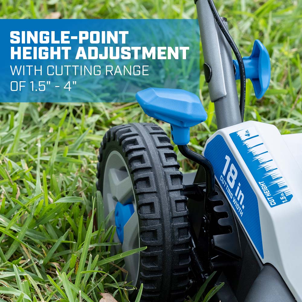 Single-point height adjustment with cutting range of 1.5" to 4" 