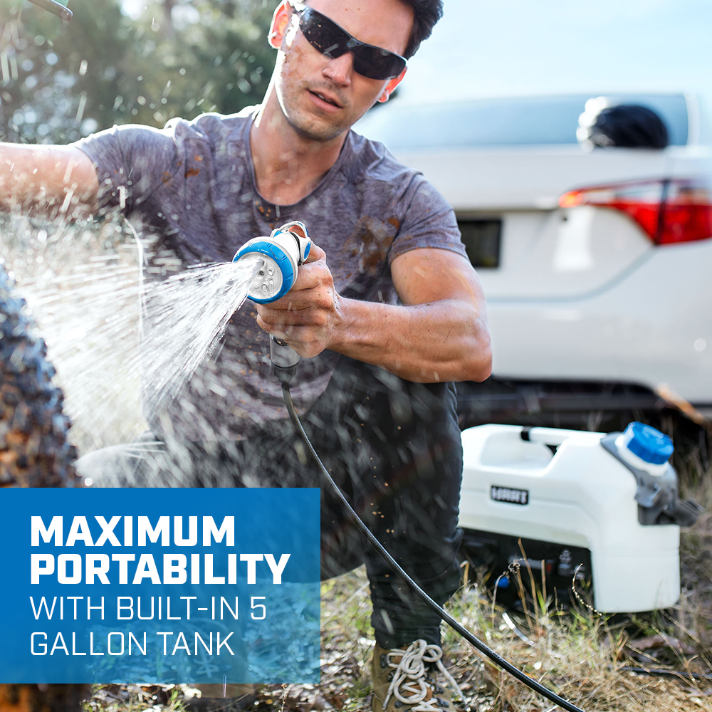 Maximum portability with built-in 5 gallon tank