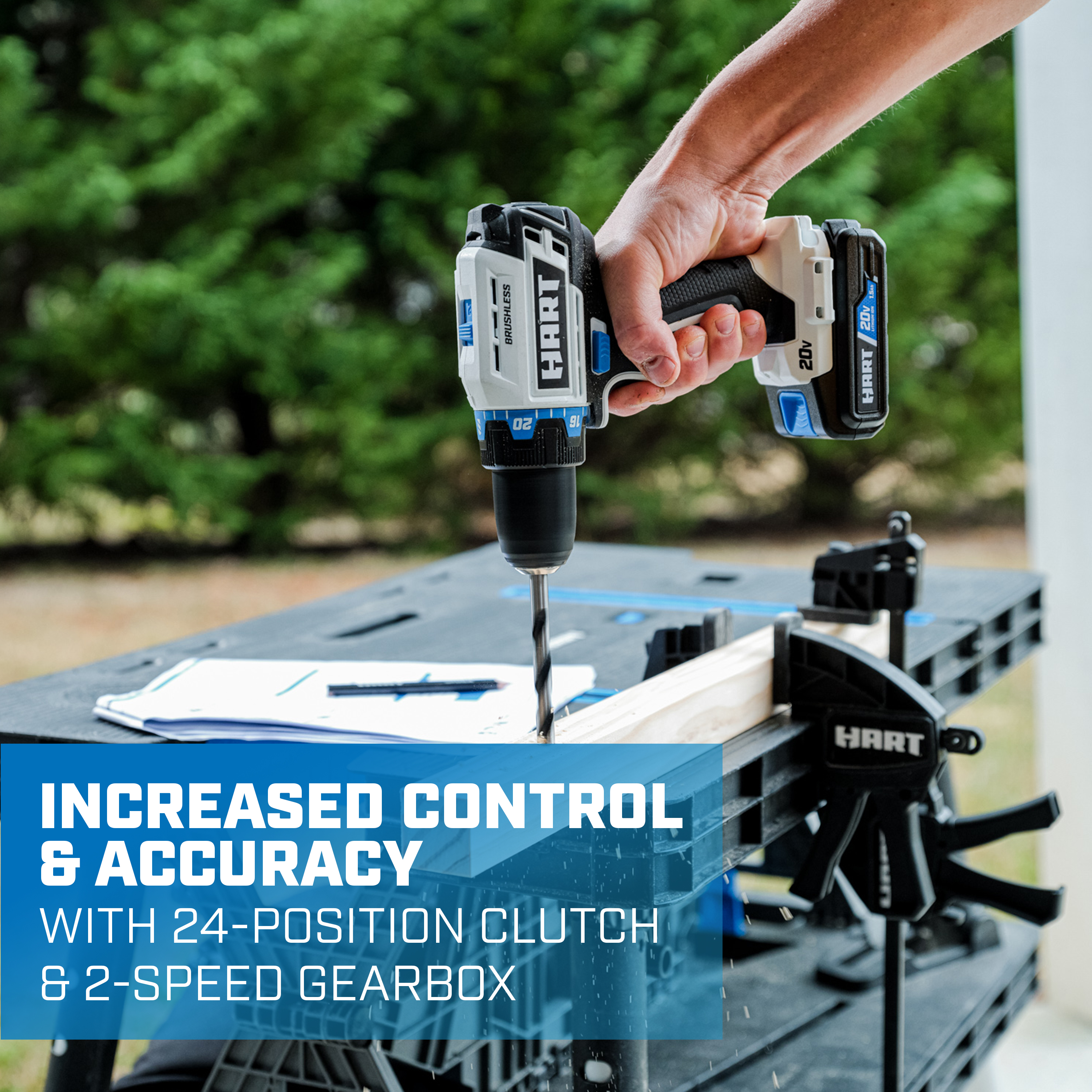 increased control and accuracy with 24 position clutch and 2-speed gearbox
