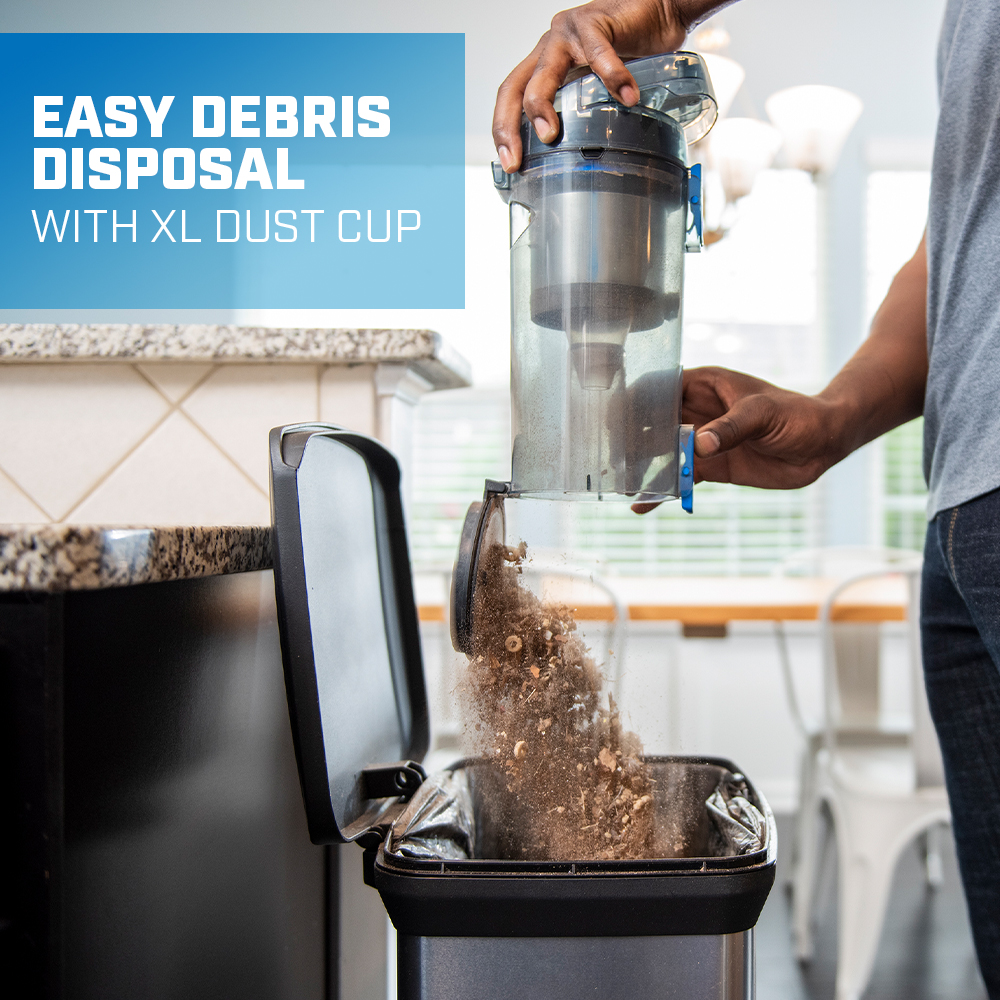 easy debris disposal with XL dust cup