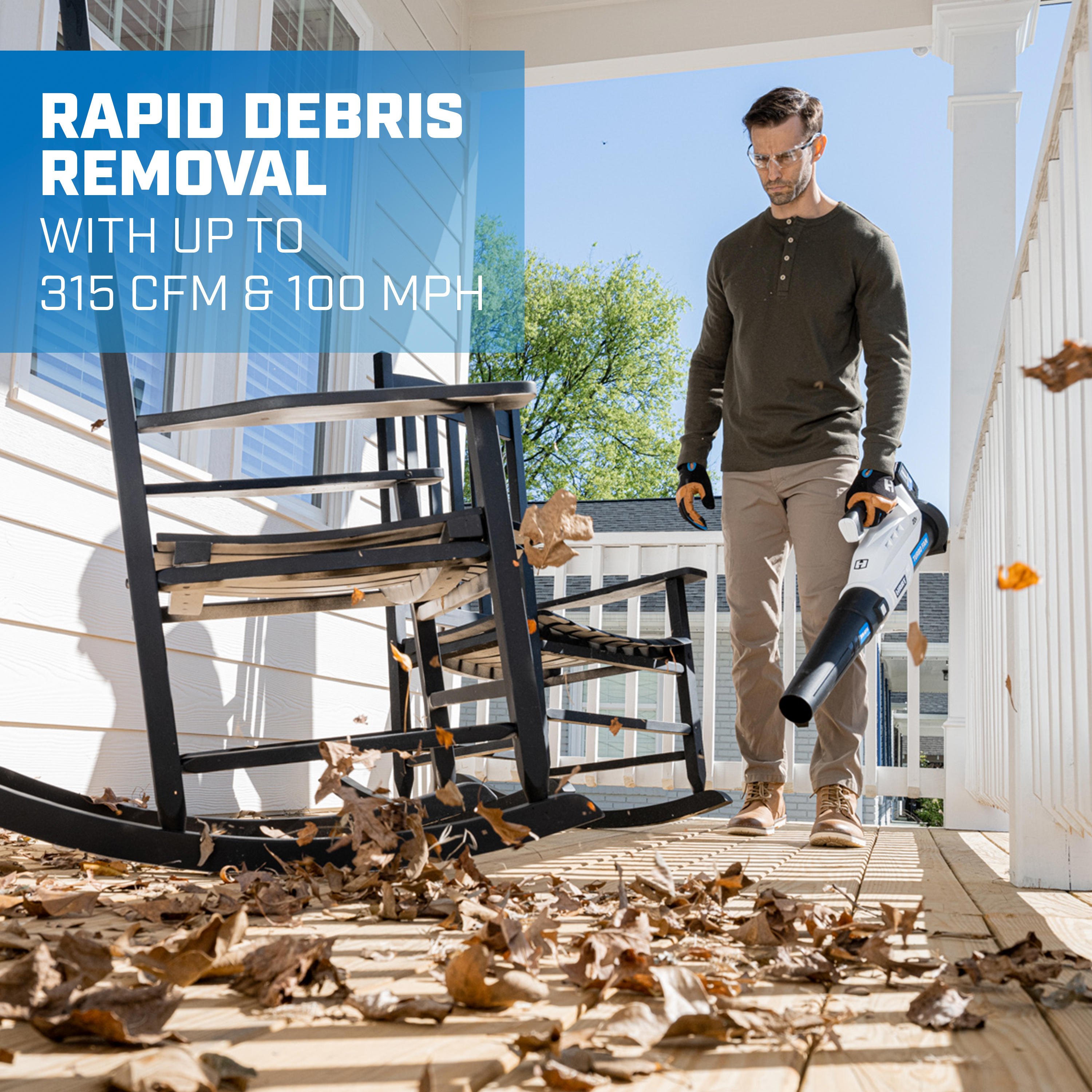 Rapid Debris Removal with Up to 315 CFM and 100 MPH