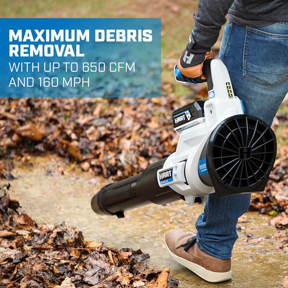 maximum debris removal with up to 650 cfm and 160 mph