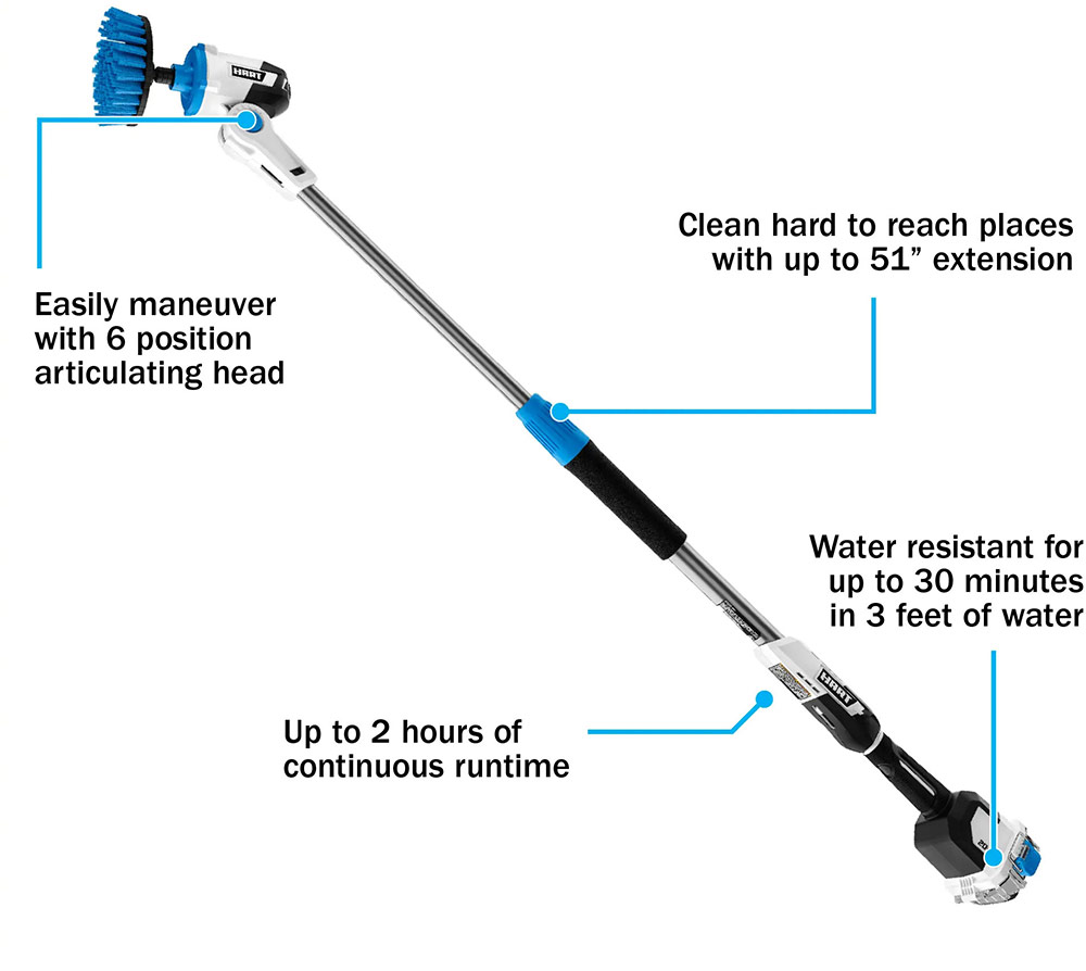 20V Telescoping Scrubber Kit Features